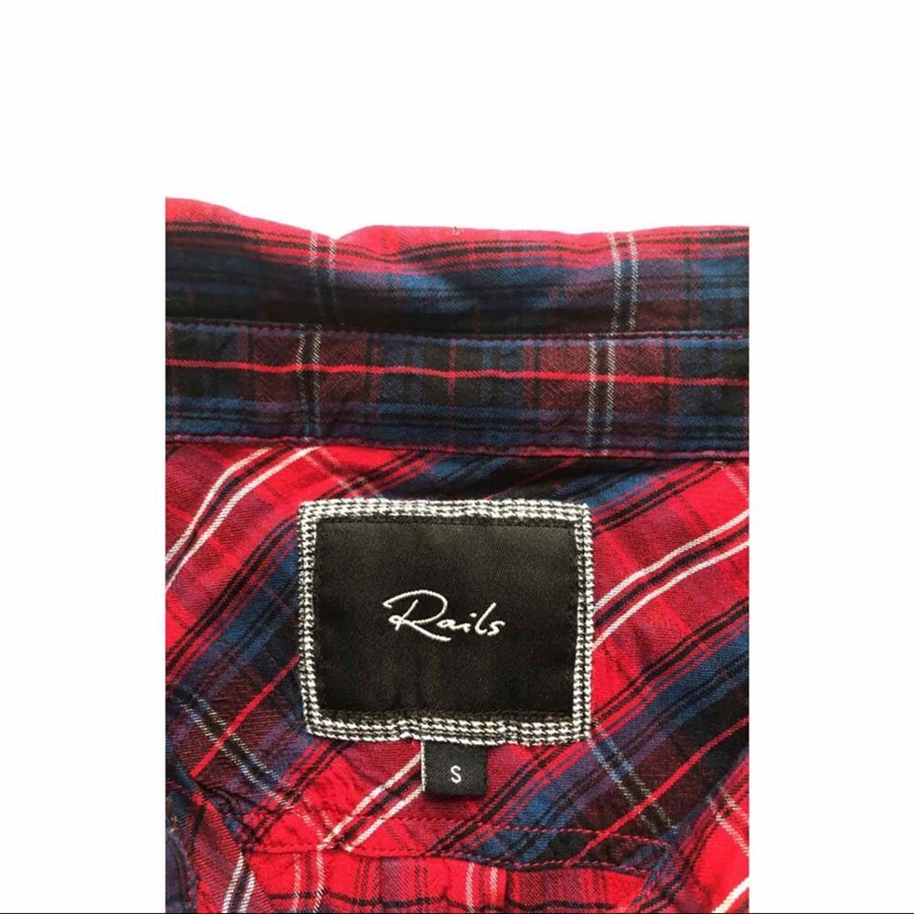 Rails Plaid Red Navy Button Down Pocket Shirt Siz… - image 4
